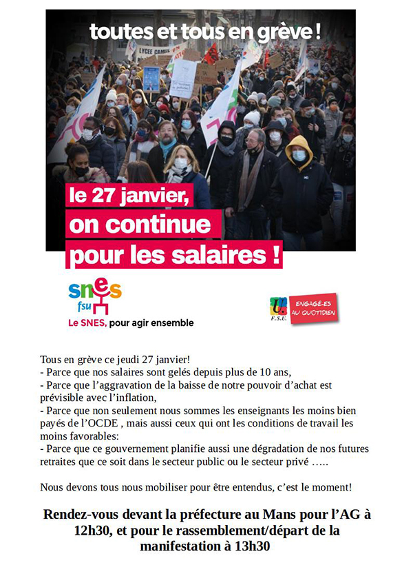Affiche grève 27 janvier